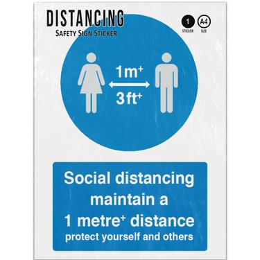 Picture of Maintain A 1 Metre Plus Distance Protect Yourself Blue Adhesive Vinyl Sign
