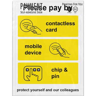 Picture of Please Pay By Contactless Card Mobile Device Chip & Pin Protect Payment Sign