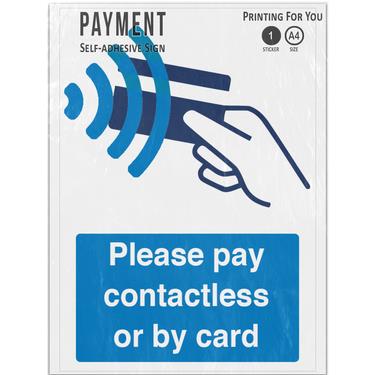 Picture of Please Pay Contactless Or By Card Yellow Adhesive Vinyl Sign