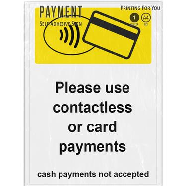 Picture of Please Use Contactless Or Card Payments Cash Payments Not Accepted Sign