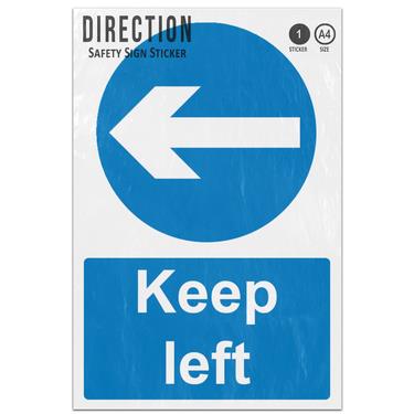 Picture of Keep Left Arrow Blue Circle Mandatory Direction Adhesive Vinyl Sign