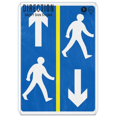 Picture of Keep Left Up Down Arrows People Both Sides Blue Direction Adhesive Vinyl Sign