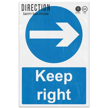 Picture of Keep Right Arrow Blue Circle Mandatory Direction Adhesive Vinyl Sign