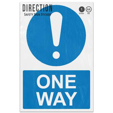 Picture of One Way Exclamation Mark Blue Circle Mandatory Direction Adhesive Vinyl Sign