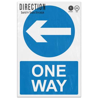 Picture of One Way Left Arrow Blue Circle Mandatory Direction Adhesive Vinyl Sign