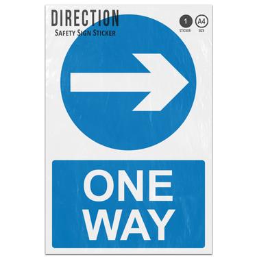 Picture of One Way Right Arrow Blue Circle Mandatory Direction Adhesive Vinyl Sign