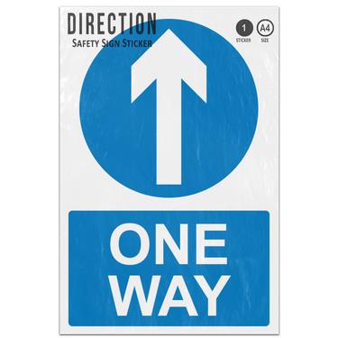 Picture of One Way Up Arrow Blue Circle Mandatory Direction Adhesive Vinyl Sign