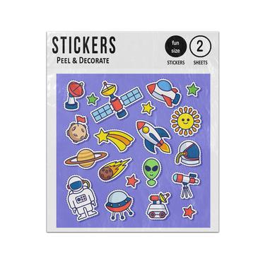 Picture of Astronaut Sun Moon Space Doodles Sticker Sheets Twin Pack