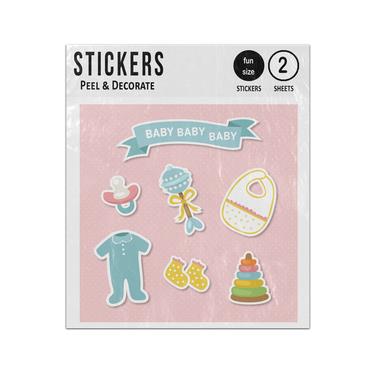Picture of Baby Grow Dummy Boots Bib Rattle Set Sticker Sheets Twin Pack