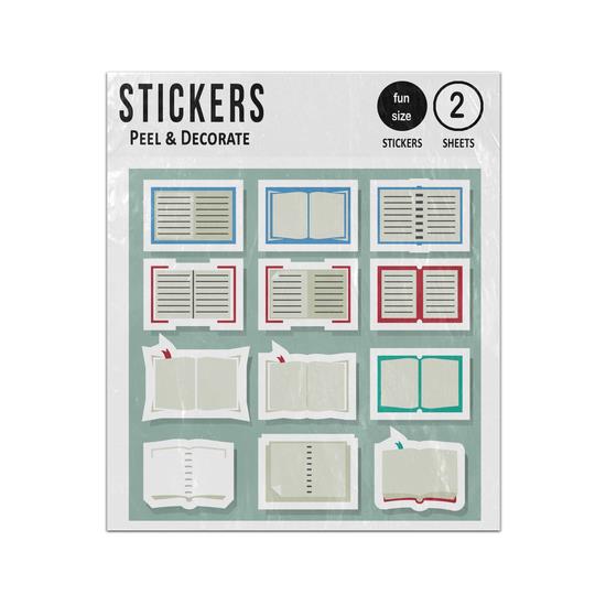 Picture of Books Education Library Study 2D Flat Icons Set Sticker Sheets Twin Pack
