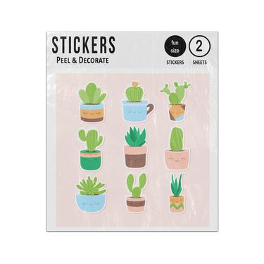 Picture of Cactus Cacti Pots Drawings Set Sticker Sheets Twin Pack