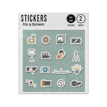 Picture of Camera Symbol Icon Set Collection Sticker Sheets Twin Pack