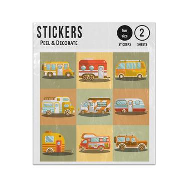 Picture of Camping Bus Camper Van Illustrations Sticker Sheets Twin Pack