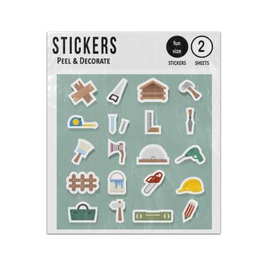 Picture of Carpentry Joinery Construction Saw 2D Flat Icons Set Sticker Sheets Twin Pack