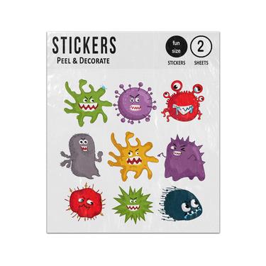 Picture of Cartoon Viruses Characters Silly Faces Sticker Sheets Twin Pack