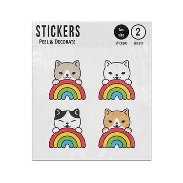 Picture of Cat Kitten Cartoon Rainbow Illustration Sticker Sheets Twin Pack