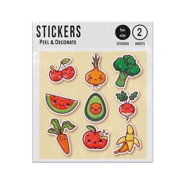 Picture of Cherries Avocado Onion Banana Radish Broccoli Set Sticker Sheets Twin Pack