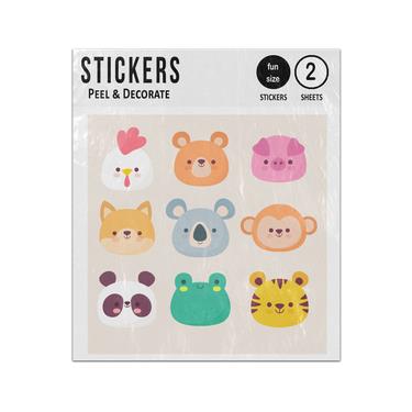 Picture of Chicken Bear Pig Fox Koala Monkey Panda Frog Tiger Kawaii Sticker Sheets Twin Pack