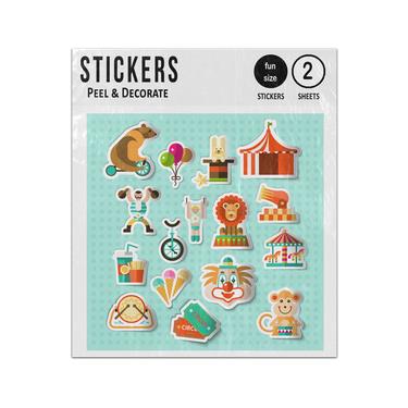 Picture of Circus Bear Big Top Tent Strong Man Clown Monkey Ticket Set Sticker Sheets Twin Pack