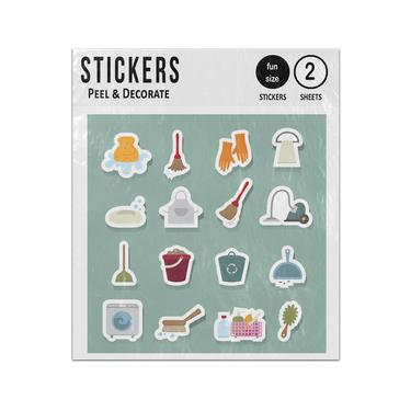 Picture of Cleaning Washing Hygiene 2D Flat Icons Set Sticker Sheets Twin Pack