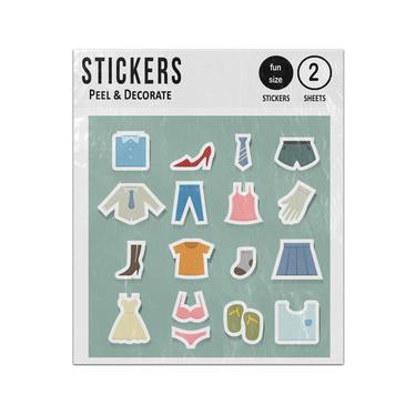 Picture of Clothing Fashion Clothes Dress Underwear 2D Flat Icons Set Sticker Sheets Twin Pack