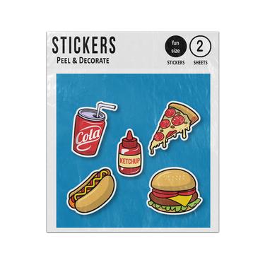 Picture of Cola Ketchup Pizza Hotdog Burger Pop Art Sticker Sheets Twin Pack