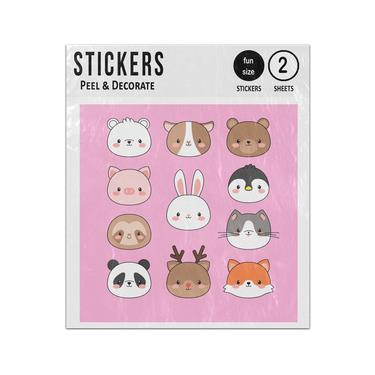 Picture of Collection Handdrawn Kawaii Face Animals Sticker Sheets Twin Pack