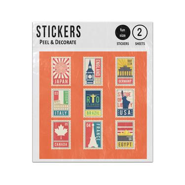Picture of Colored Pack Popular Countries Stamps Collection Sticker Sheets Twin Pack
