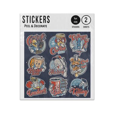 Picture of Colourful College Funny Round Badges Collection Sticker Sheets Twin Pack