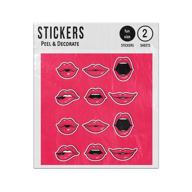 Picture of Comic Red Lips Gestures Set Collection Sticker Sheets Twin Pack