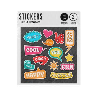 Picture of Common Social Media Sayings Speech Bubble Collection Set Sticker Sheets Twin Pack