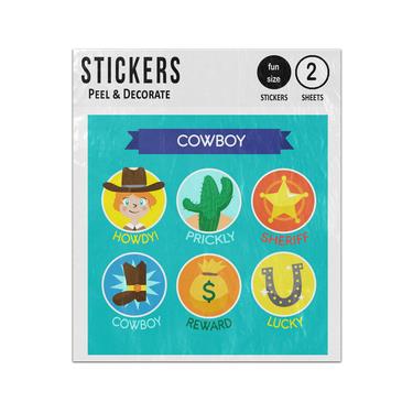 Picture of Cowboy Howdy Sheriff Reward Badges Set Collection Sticker Sheets Twin Pack