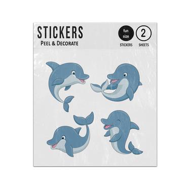 Picture of Cute Cartoon Posing Dolphins Set Sticker Sheets Twin Pack