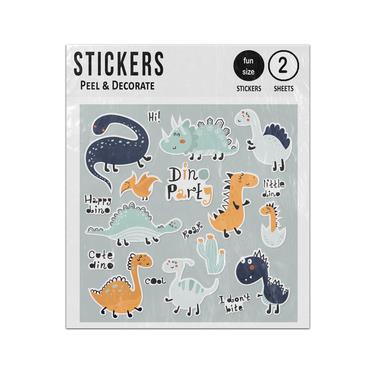 Picture of Cute Cartoon Set Dinosaur Dino Party Sticker Sheets Twin Pack