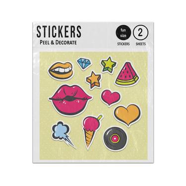 Picture of Cute Hipster Illustrations Set Collection Sticker Sheets Twin Pack