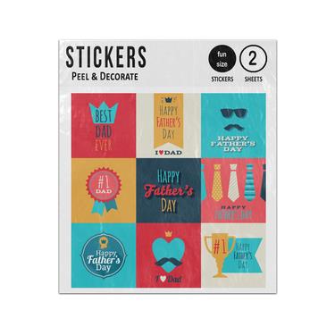 Picture of Dad Father Best Number 1 Vintage Badges Sticker Sheets Twin Pack