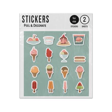 Picture of Dessert Food Sweets Ice Creams 2D Flat Icons Set Sticker Sheets Twin Pack