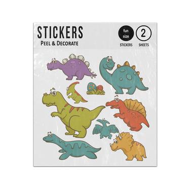 Picture of Dinosaur Cartoon Collection Set Illustration Sticker Sheets Twin Pack