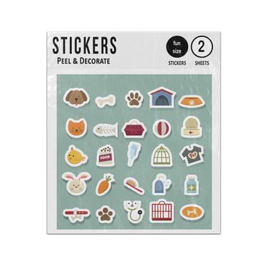 Picture of Dog Cat Pet Companion 2D Flat Icons Set Sticker Sheets Twin Pack