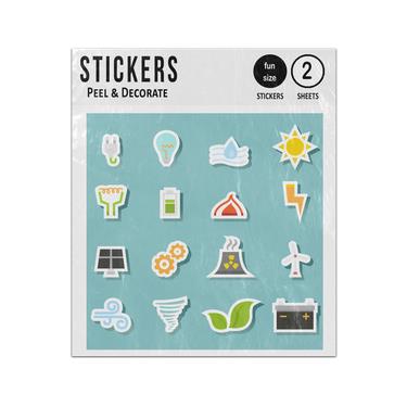 Picture of Ecology Nature Environment Eco Energy 2D Flat Icons Set Sticker Sheets Twin Pack