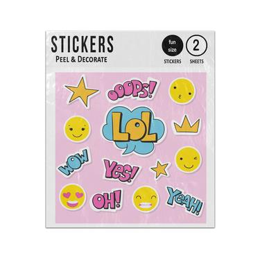Picture of Emoji Faces Lol Wow Yes Oh Yeah Sayings Sticker Sheets Twin Pack