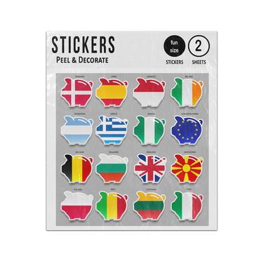 Picture of European South America Euworld Flags Piggy Banks Sticker Sheets Twin Pack
