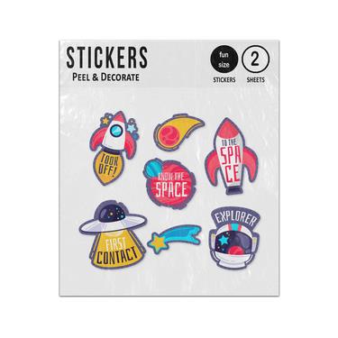 Picture of First Contact Took Off Space Explorer Rocket Emblems Set Sticker Sheets Twin Pack