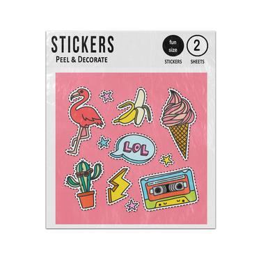 Picture of Flamingo Cactus Tape Lol Banana Ice Cream Pop Art Set Sticker Sheets Twin Pack