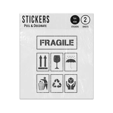 Picture of Fragile Package Handling Symbols Sticker Sheets Twin Pack
