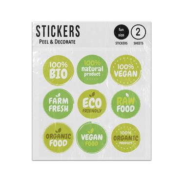 Picture of Fresh Healthy Organic Vegan Food Tags Sticker Sheets Twin Pack