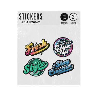 Picture of Fresh Style Stay Creative Never Give Up Quotes Sticker Sheets Twin Pack
