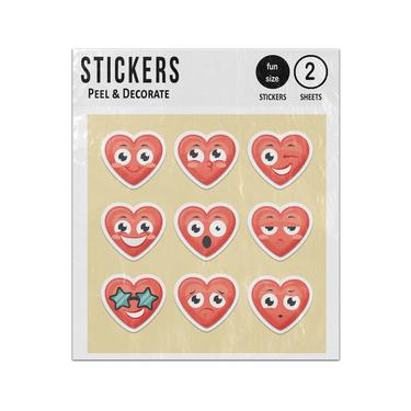 Picture of Funny Heart Faces Emotions Sticker Sheets Twin Pack