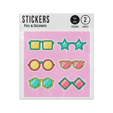 Picture of Fun Silly Glasses Spectacles Set Sticker Sheets Twin Pack