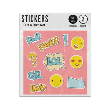 Picture of Girl Quotes Smiley Faces Sticker Sheets Twin Pack